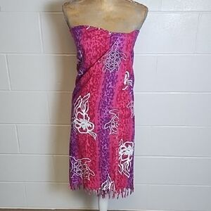 Hibiscus Collection Pink and Purple Sarong Large Beach Scarf Sea Turtle